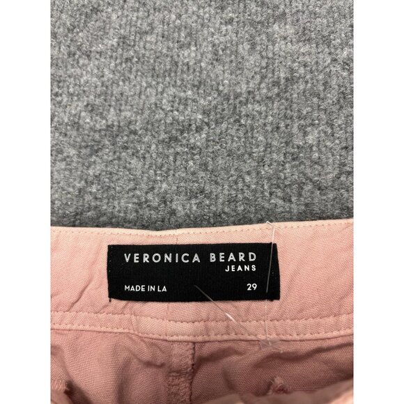 Veronica Beard Jeans Womens 29 Pink Rinley Cropped High Rise Button Fly Made USA - Picture 2 of 9